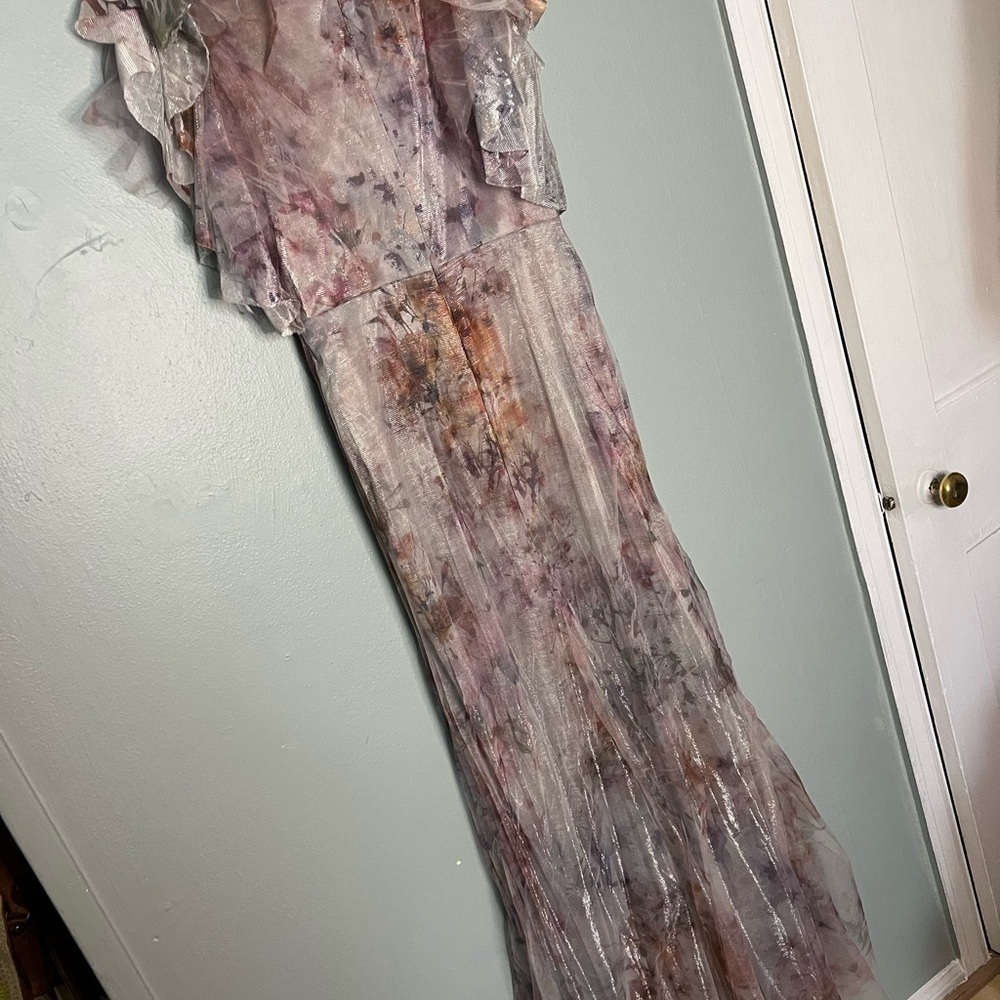 Rene Ruiz Abstract Metallic Ruffle Gown In‎ Pink - Picture 8 of 9